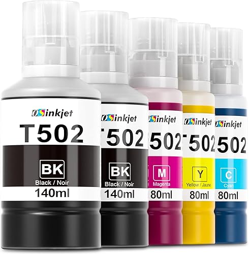 Osinkjet 502 botellas de repuesto de tinta para Ecotank ET-4850 ET-3850 ET-4760 ET-2720 ET-2850, 502 recambios de tinta para Eco Tank ET-2800