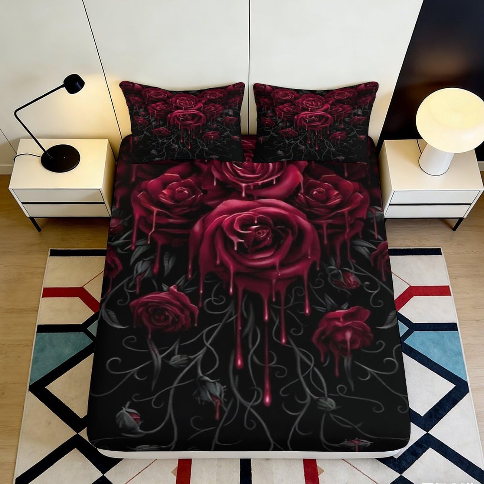 3D Printed Forest Deer Fitted Sheet Microfiber Deep Pocket Non-Slip Bedroom Bedding Snow Landscape Mattress Fitted Cover Washable for Adults 200x200x25cm