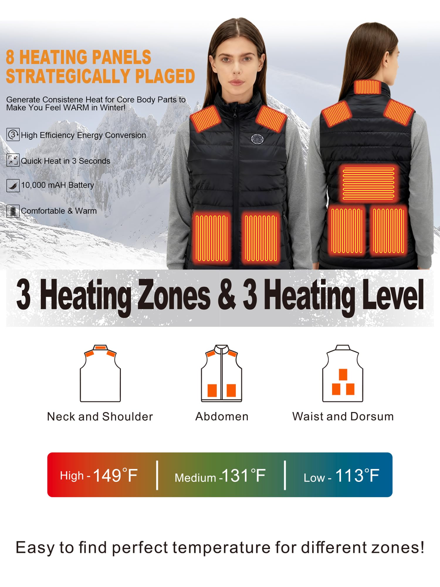 IUUI Women Heated Vest with Battery Pack Included,Quick Heat Up Warming Vest Electric Rechargeable,Long-Lasting Heated Coat