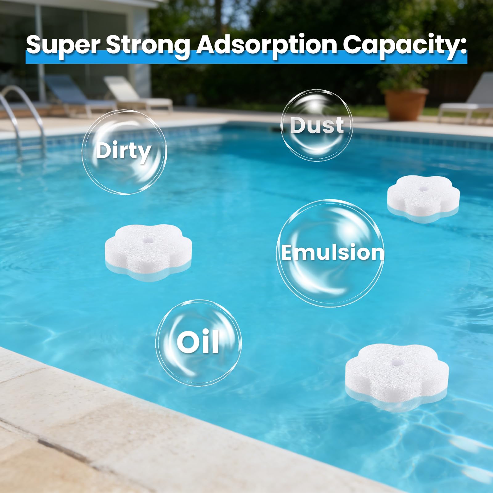 12 Stück Ölabsorbierender Schwamm Pool, Pool Schwamm Absorber, Blumenform Ölabsorbierender Schwamms, Es Absorbiert Fett Und Schmutz, Geeignet für Whirlpools, Schwimmbäder und Spas