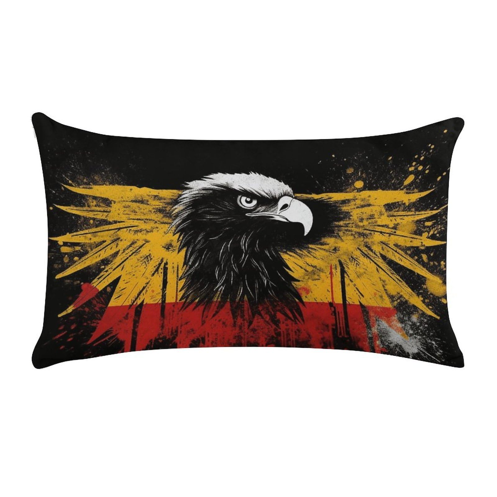Germany Flag Eagle Pillow Cases for Sofa, Super Soft Plush Pillow Cover with Zipper, Luxury Cozy Pillow Shams for All Seasons, Lightweight Pillowcases for Bedroom, 12" X 20"