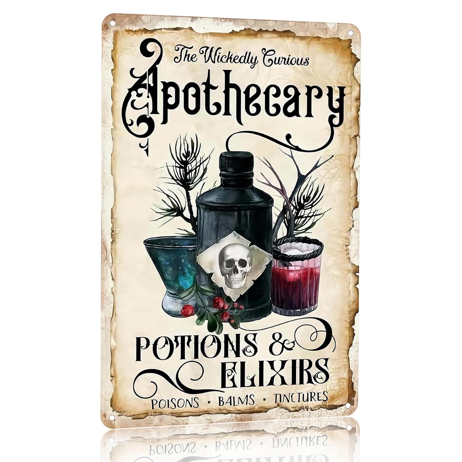 Halloween Apothecary Potions Vintage Metal Sign Spells Wall Decor 30x20cm
