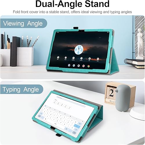 Miniatura 3 de RSAquar Funda para T-Mobile Revvl Tab 5G 2023 lanzada, funda de poliuretano premium con encendido automático, correa de mano y soporte plegable,