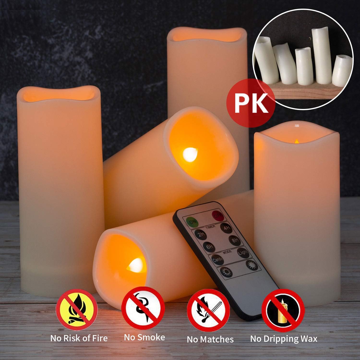 Enido Flameless Candles Led Candles Battery Operated Candles Exquisite Pack of 12 (D2.2'' x H4''5''6'') Waterproof Outdoor Indoor Candles with 10-Key Remotes and Cycling 24 Hours Timer (Plastic) : Tools & Home Improvement