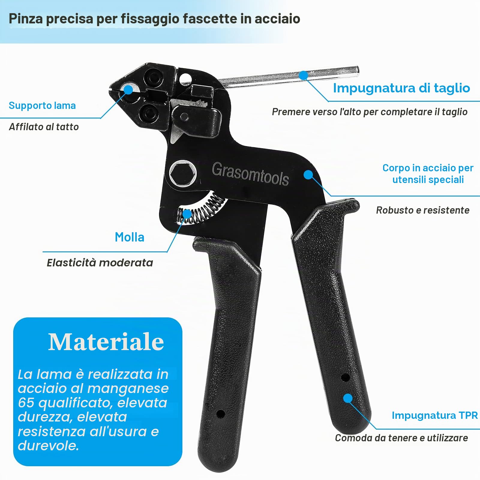 Pistola per fascette metalliche con fascette per cavi in acciaio inossidabile da 200 pezzi 4.6 * 270mm