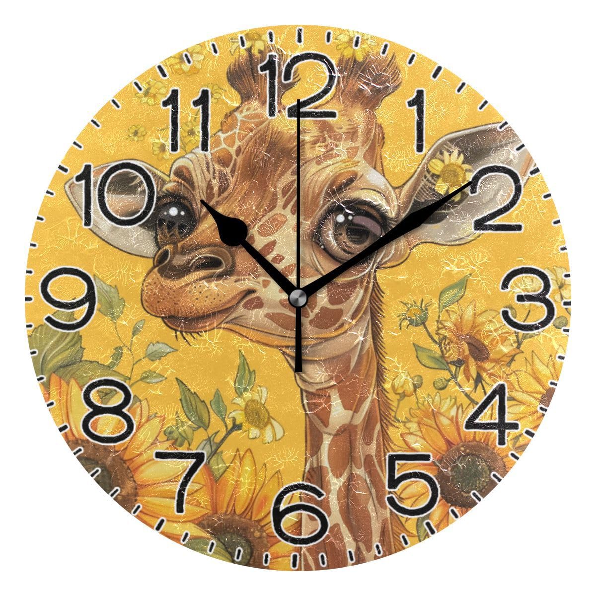 Horloge murale girafe et tournesols pour une cuisine rustique