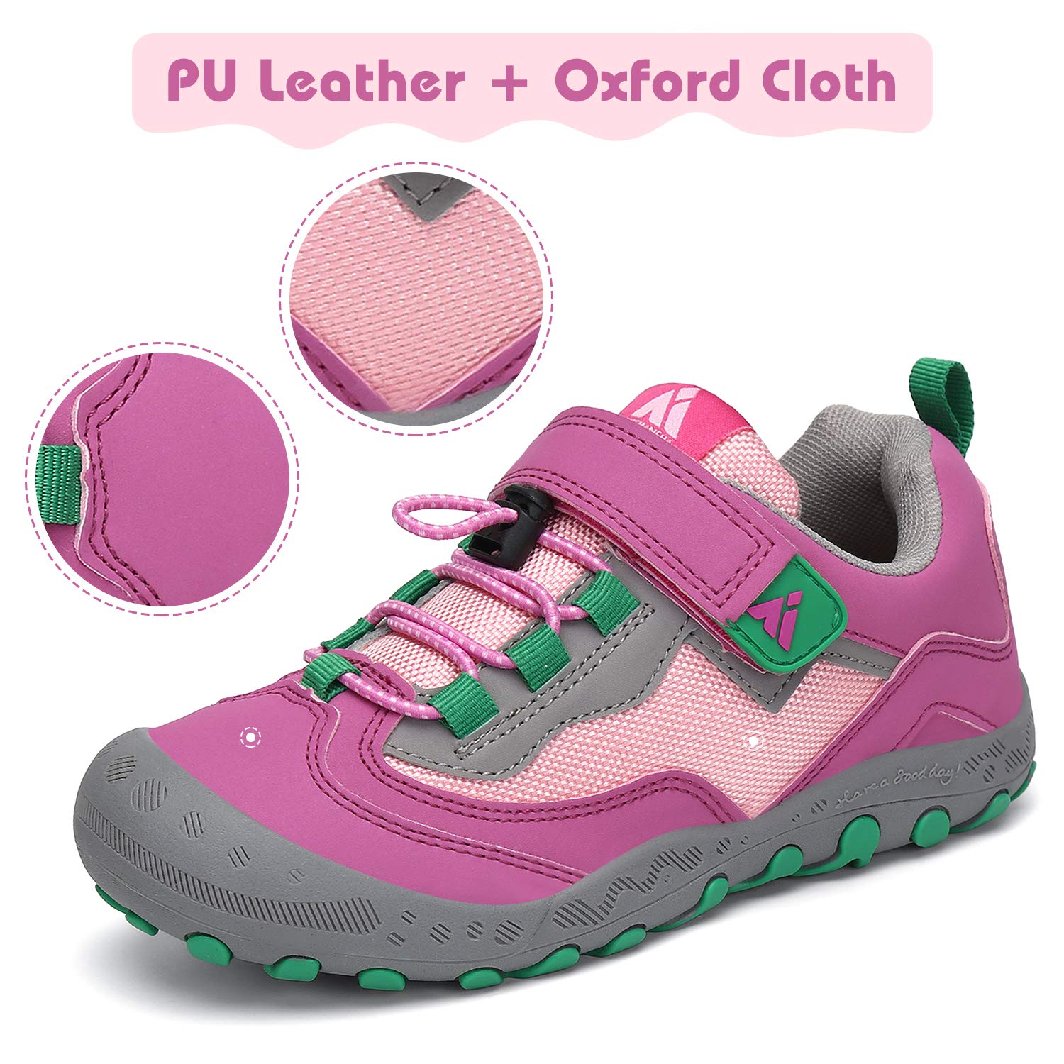 Mishansha Boy's Girl's Hiking Shoes Low Top Sneakers Outdoor Trekking Walking Climbing Running Shoes Pink 3 Little Kid