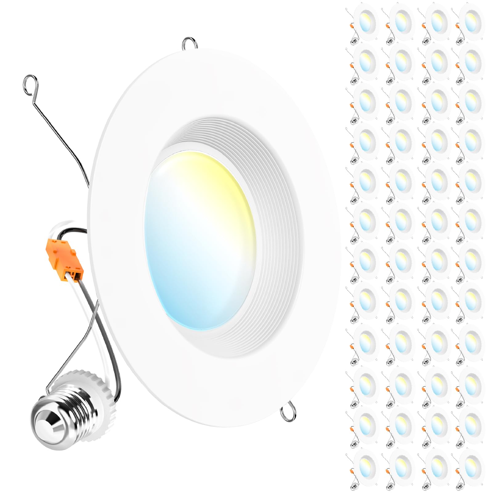 Sunco 48 Pack 6 Inch LED Recessed Light, Retrofit Downlight Can Lights for Ceiling, Baffle Trim, 1050 LM, 13W (75W Equivalent), Selectable CCT 2700K/
