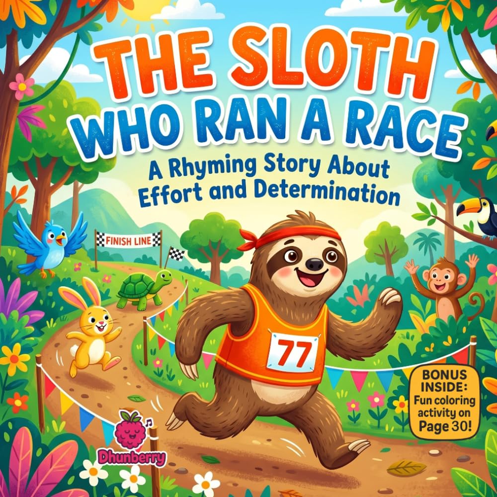The Sloth Who Ran a Race: A Funny Rhyming Picture Book About Patience, Effort, and Never Giving Up