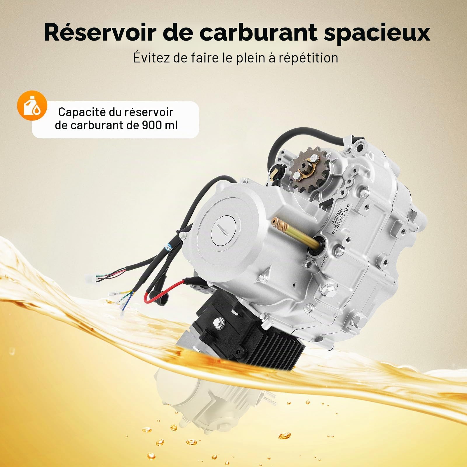 Moteur 4 temps 125 cm³, monocylindre, semi-automatique, refroidi par air, démarreur électrique 3 + 1 marche arrière pour ATV, QUAD GO KART, motocross
