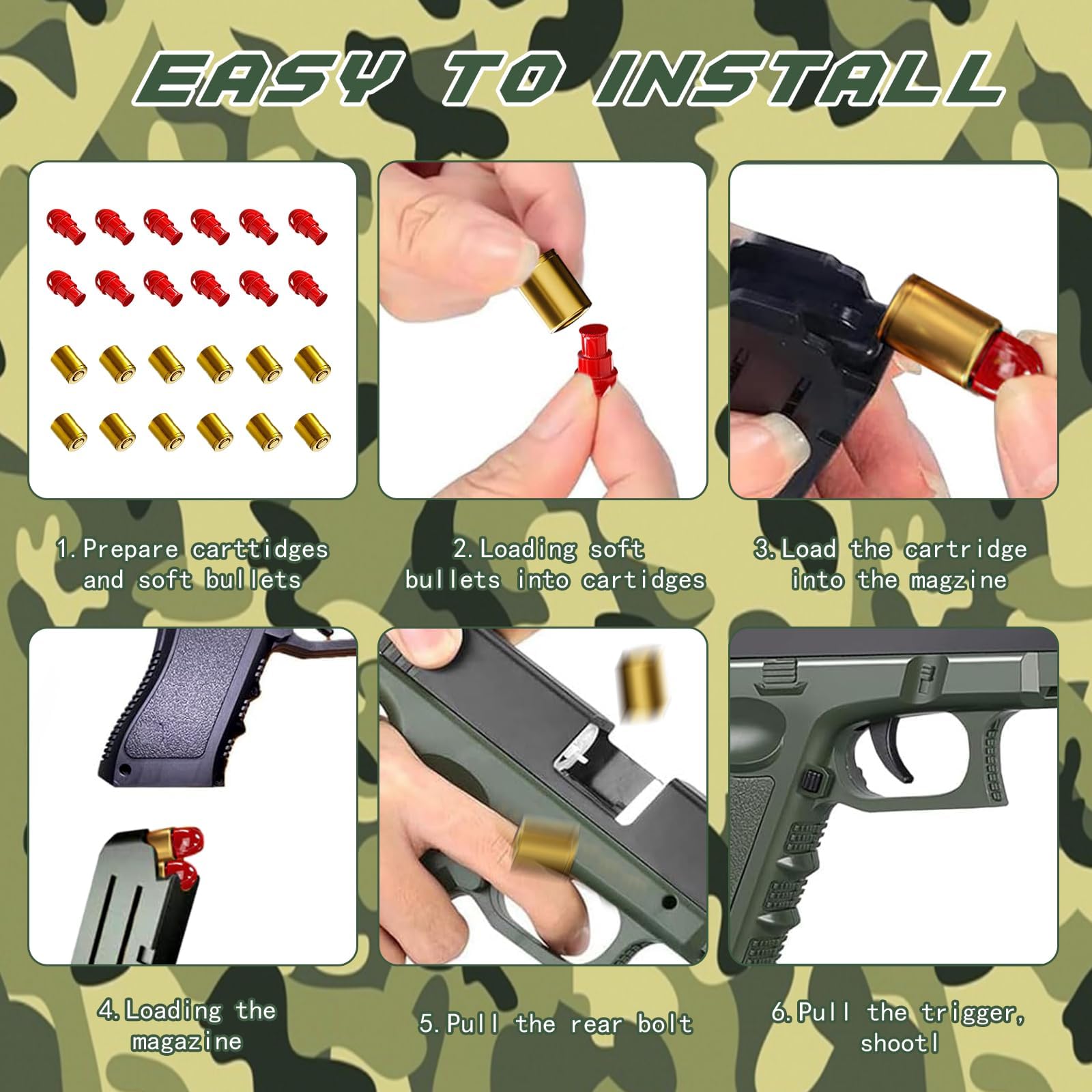 Pistola Giocattolo Realistica, Pistole Giocattolo di Schiuma Blaster a Proiettile Morbido, Soft Bullet Toy Gun Desert Eagle per il Gioco All'interno e All'aperto, Regali di Compleanno per 14+