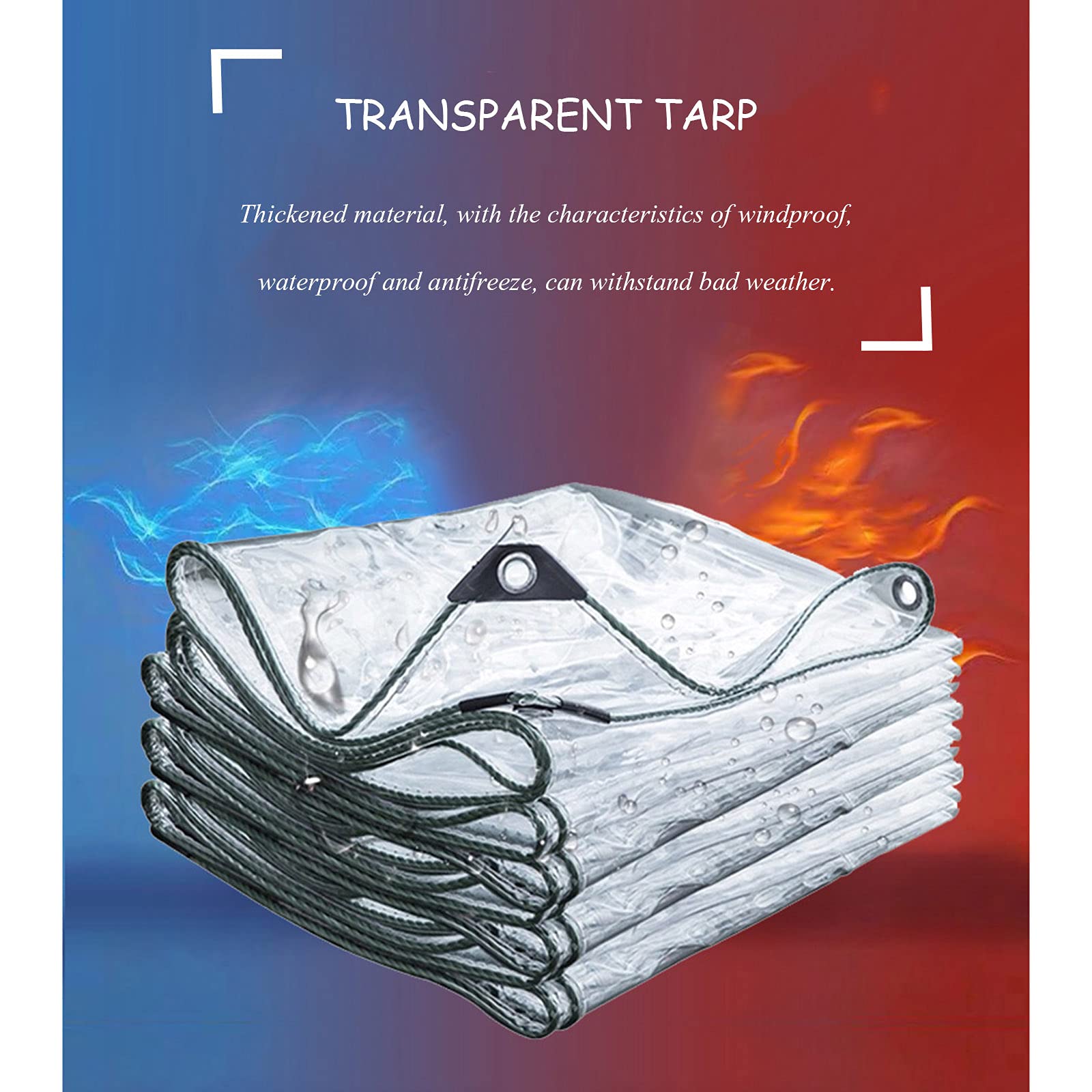 Transparent Pvc Tarpaulin, 365g/m² Heavy-duty Waterproof Tarp Cover, Durable Outdoor Protective Tarpaulin, Anti-aging Clear Tarp, for Roofs, Balconies, Pergola, With Eyelets,2.1x6m/6.9*19.7ft