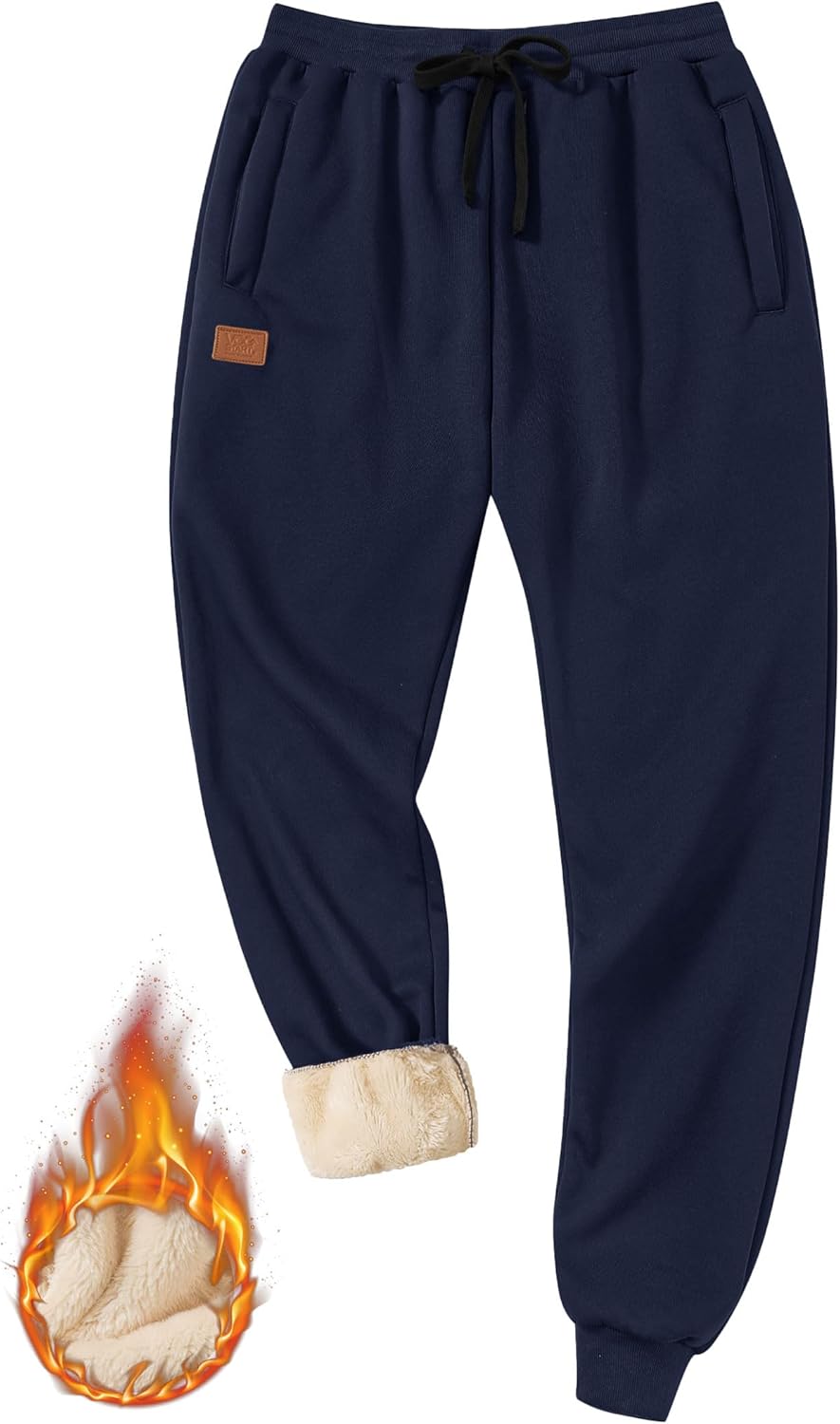 VOGSTART Men’s Winter Fleece Sweatpants Sherpa Lined Joggers Active Running Outdoor Pants S-XXL