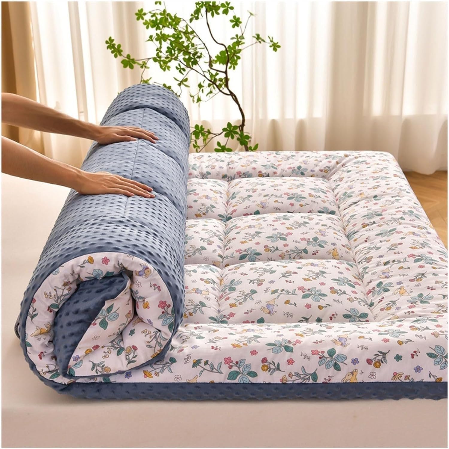 Tatami bodenmatratze Japanische Futonmatratze, 100% Baumwolle, Aufrollbare SchlafunterlageBodenliege for Kinderzimmer, Hautfreundliche, Atmungsaktive(L,120x200cm)