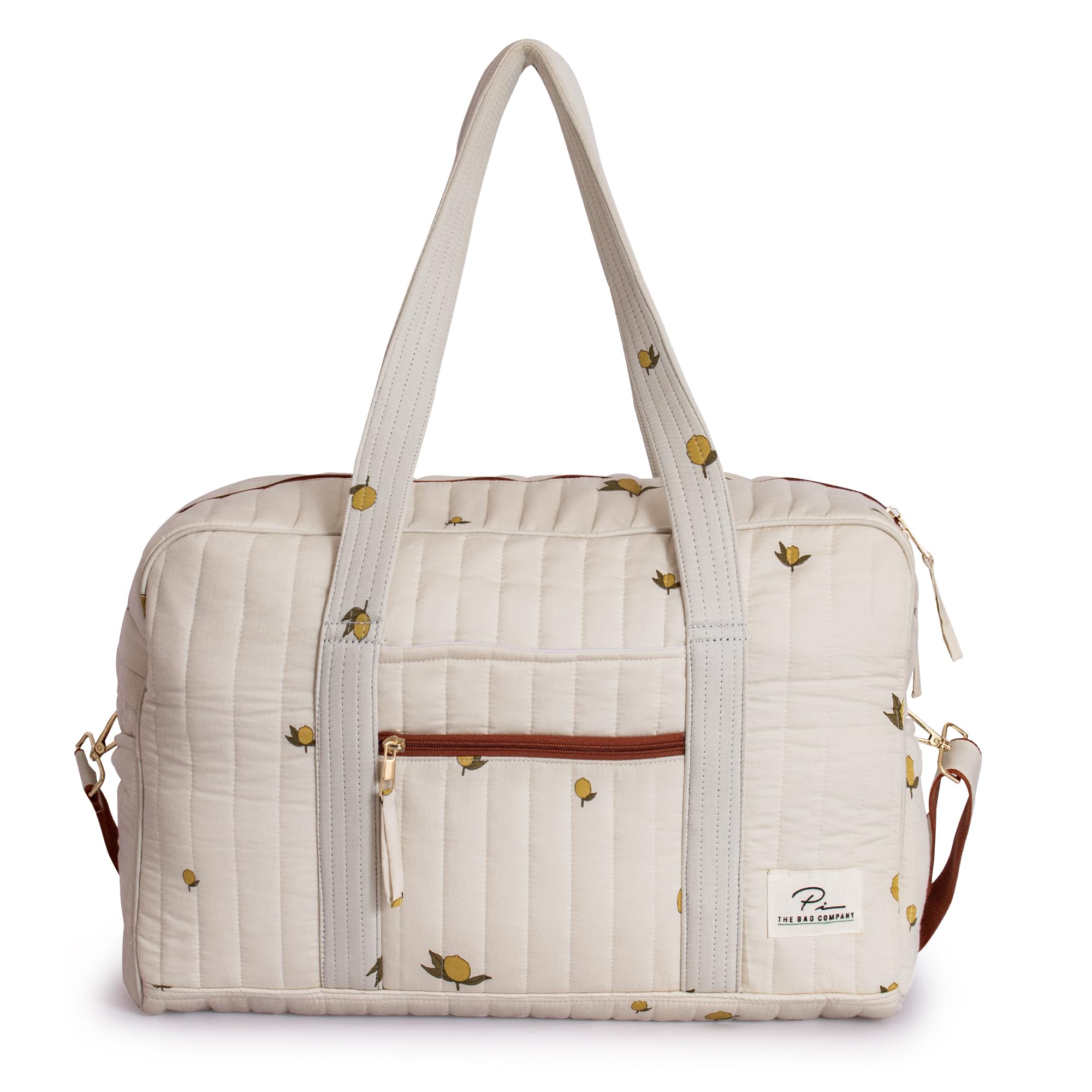 pi the bag company Traveling Bag Cotton Quilted Duffle Weekender Bags for Travel for Gifts Travel Men Women Business Travellers Family Trip (Citrus, 18"×11"×7.5")-picture-41
