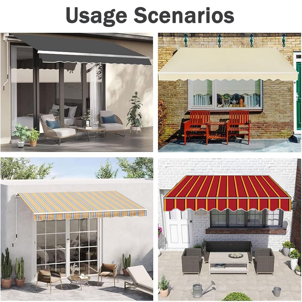 Cartel retráctil manual de poliéster de 6.5 pies a 20 pies para patio y balcón, color blanco (6 x 3.5 m/20 x 12 pies) - Solución duradera de publicidad al aire libre