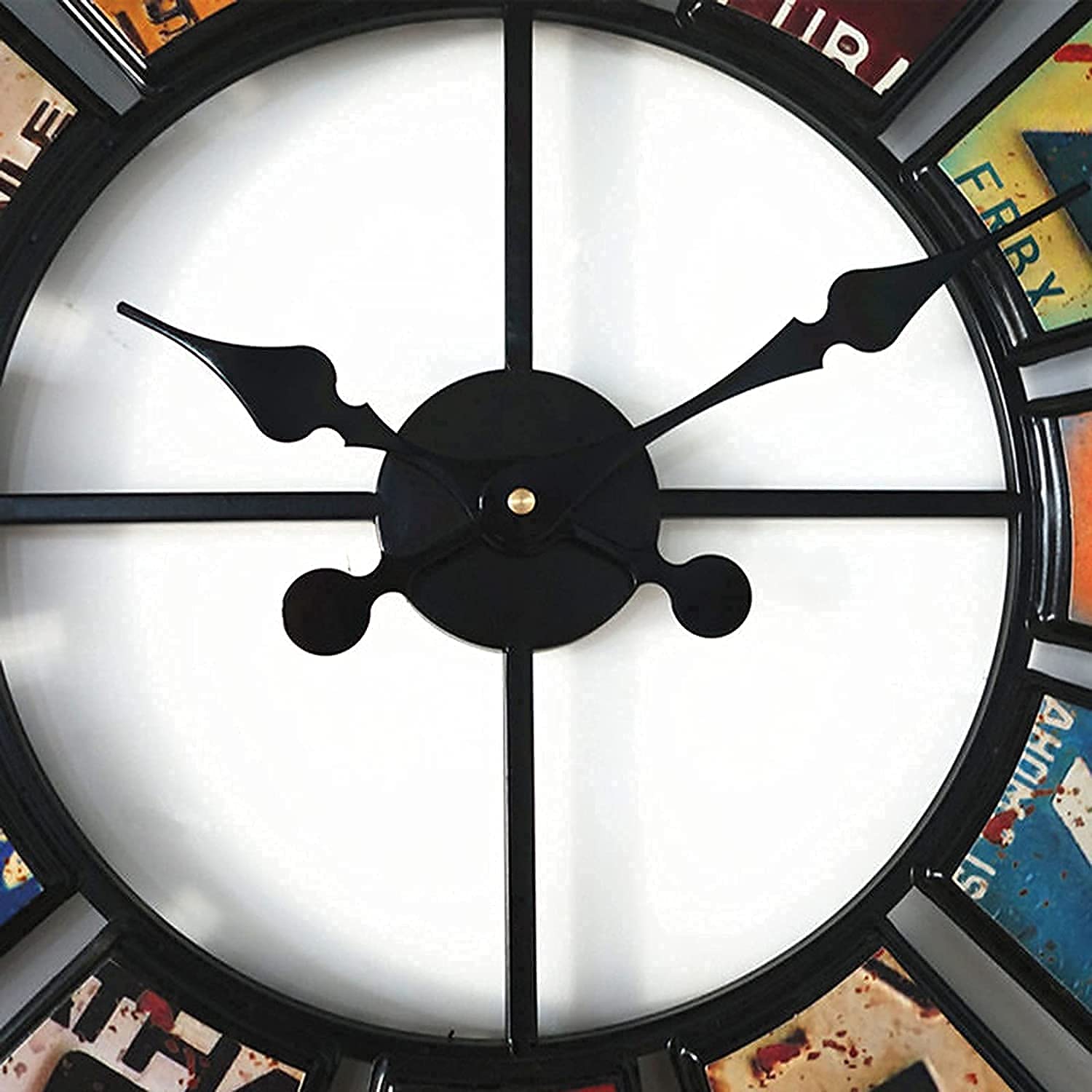 SBTXHJWCGLD Horloge Murale de Jardin extérieur, 60cm Autocollant Rond Horloge de Jardin Visage Ouvert Horloge extérieure étanche en métal Décoration extérieure intérieure Horloge Murale à Quar