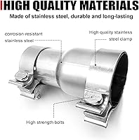 Vista 3 de Adaptador de Escape de 2 a 2.5 Pulgadas, Tubo Conector Reductor de Escape de 2" DI a 2.5" DI con Abrazadera