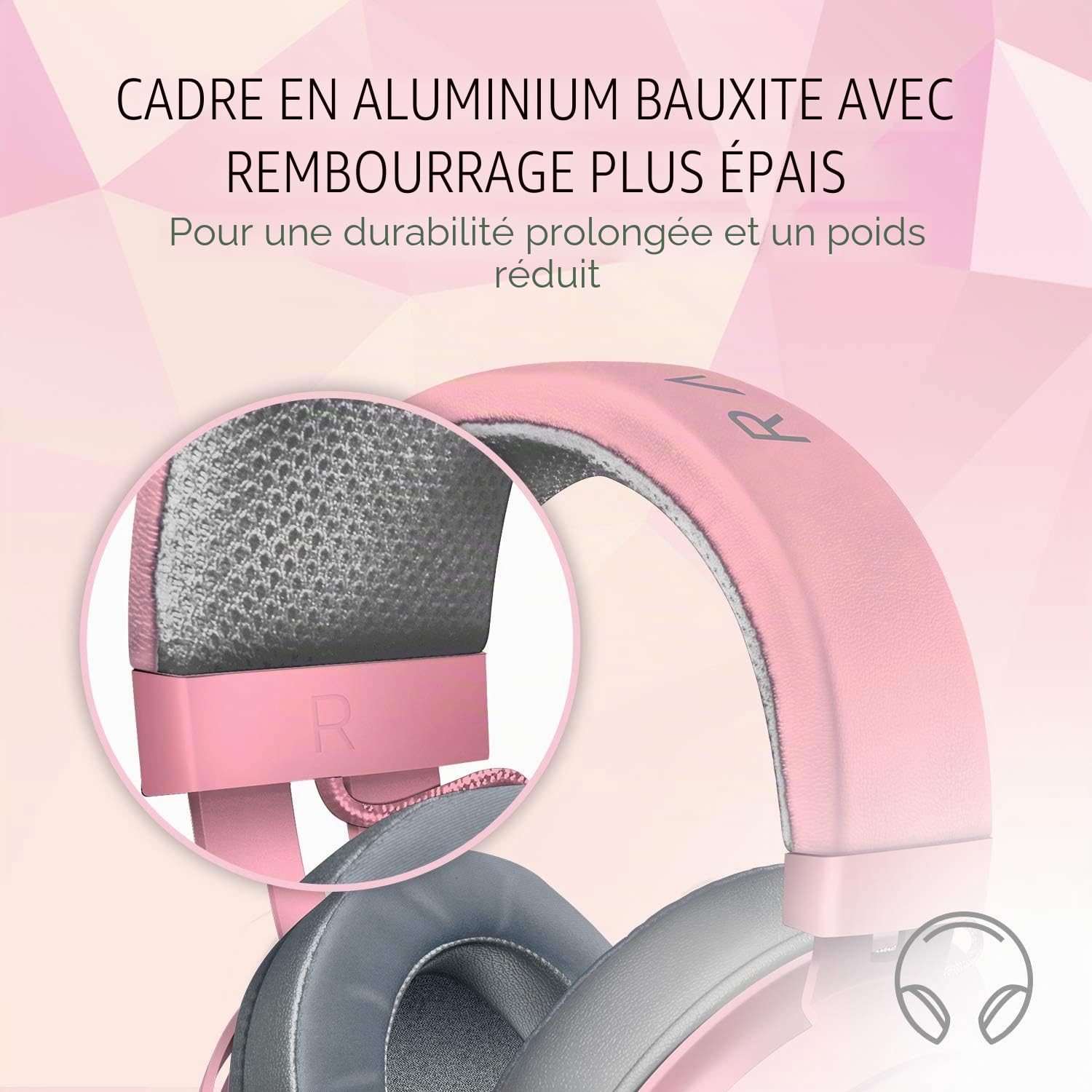 Razer Kraken - Casque Gaming Filaire Multiplateforme (Haut-parleurs de 50 mm, Microphone Rétractable Unidirectionnel, Câble de 3.5mm avec Commandes) Rose Quartz