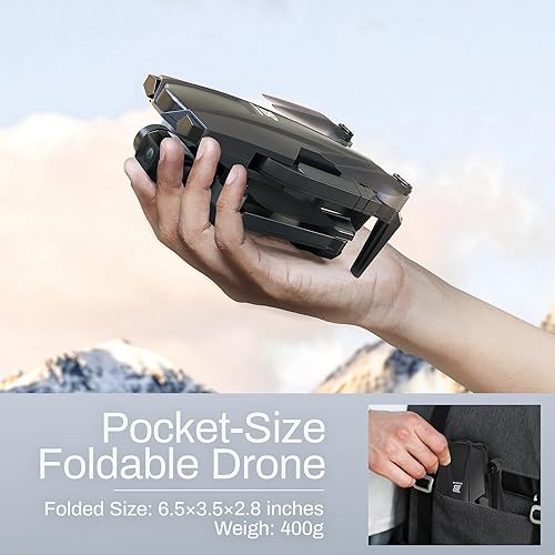 Miniatura 5 de BEZGAR BD901 Drones con cámara para adultos 4K de largo alcance - Mini dron plegable con video 4K, cardán de 3 ejes, transmisión de 3 KM, tiempo de