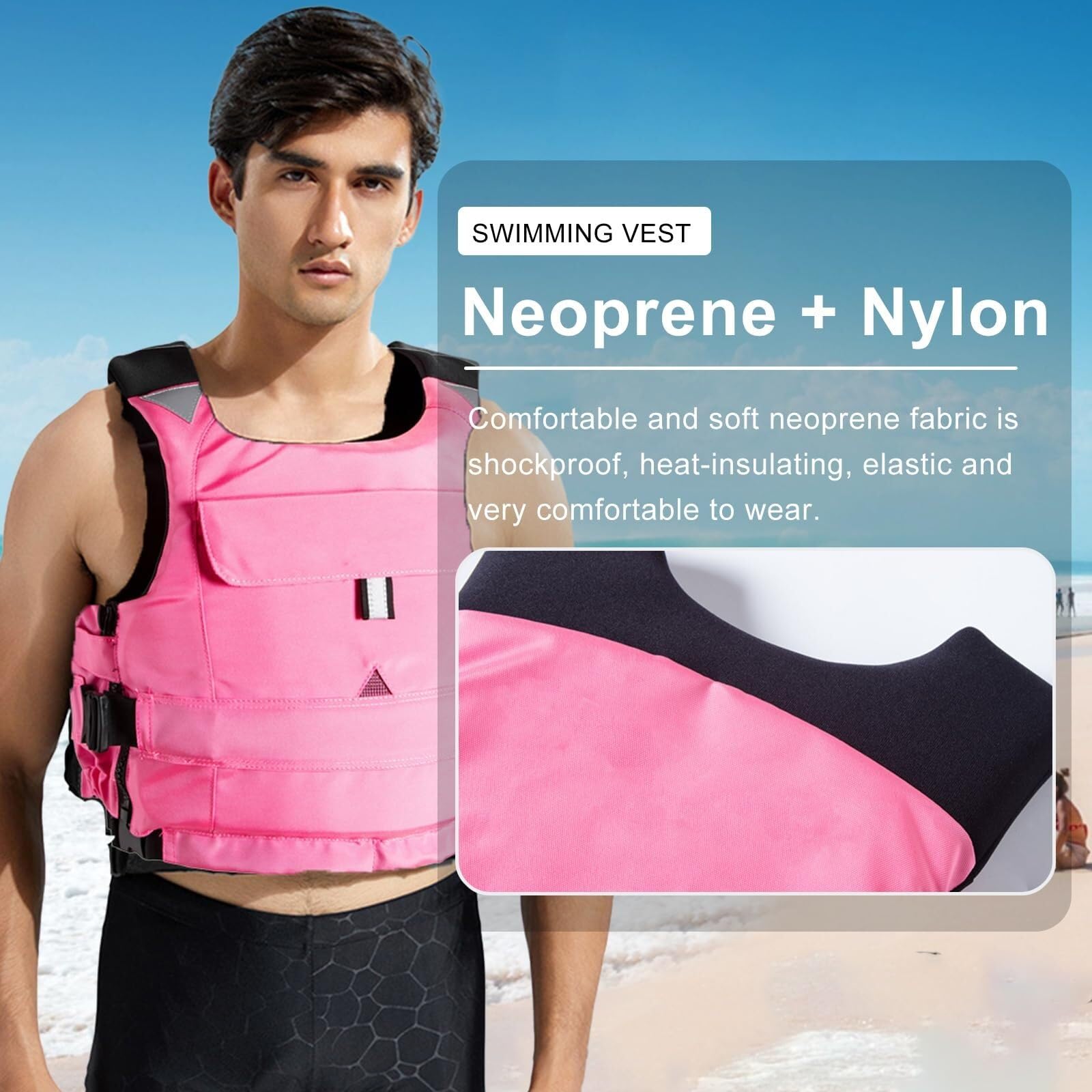 Veste de Surf avec Fermeture Éclair et Ceinture Réglable | Veste de Surf avec Sangle de Sécurité for Kayak, Surf, Pêche, Sports de Pagaie