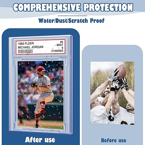 Miniatura 6 de 50 fundas para tarjetas intercambiables, protectores de tarjetas de béisbol graduados de acrílico con posición de etiqueta para tarjetas deportivas,