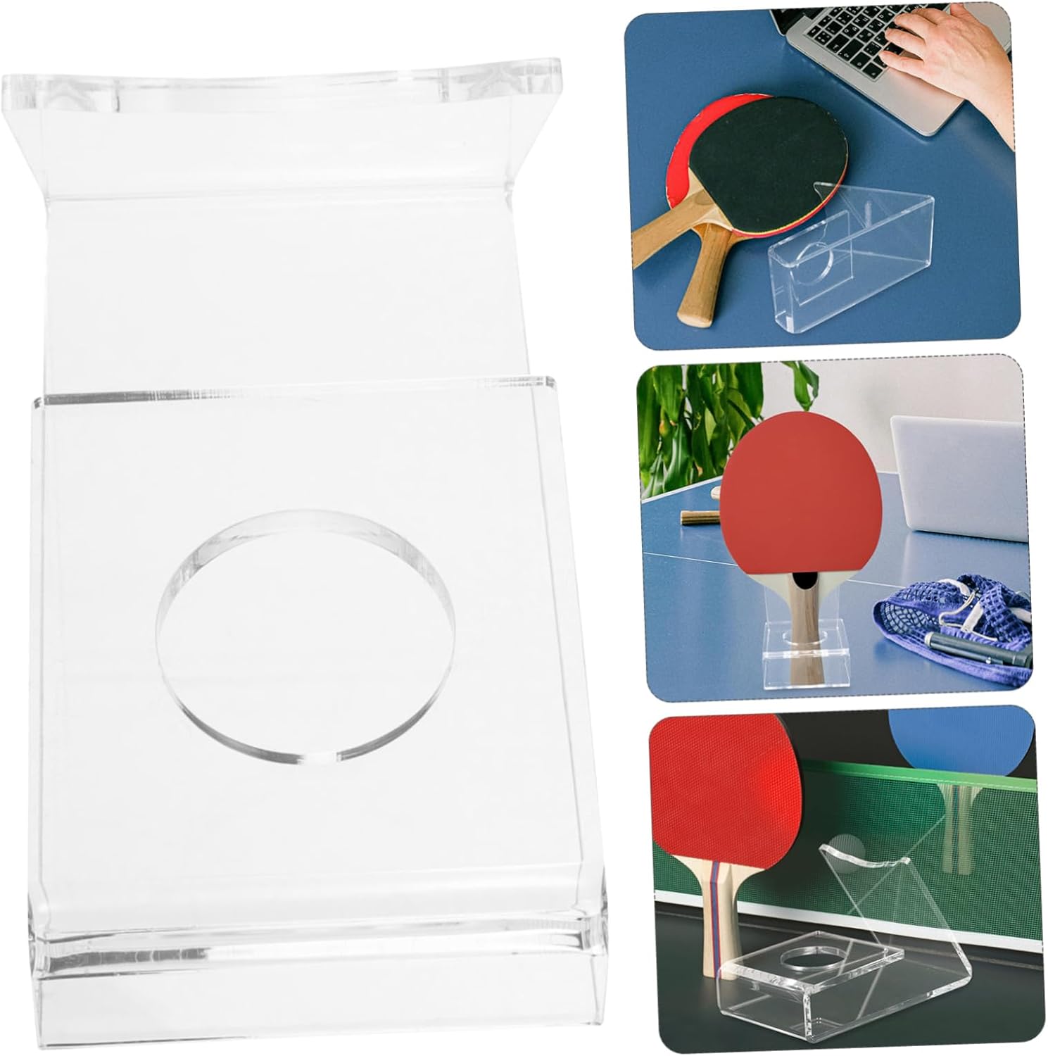 Toddmomy Acrylic Table Tennis Paddle Holder Stand Racket Base for Pong Bat Display Desktop Sports Equipment Organizer