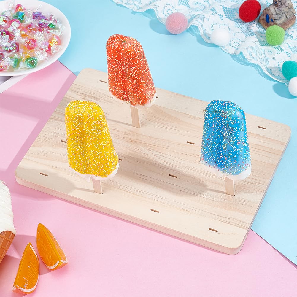 PH PandaHall 2 pz Supporto per Ghiaccioli In Legno per Espositore Da 16 Fori Supporto per Bastoncini da Dessert per Gelato Cakepop Matrimonio, Foro: 10x2mm