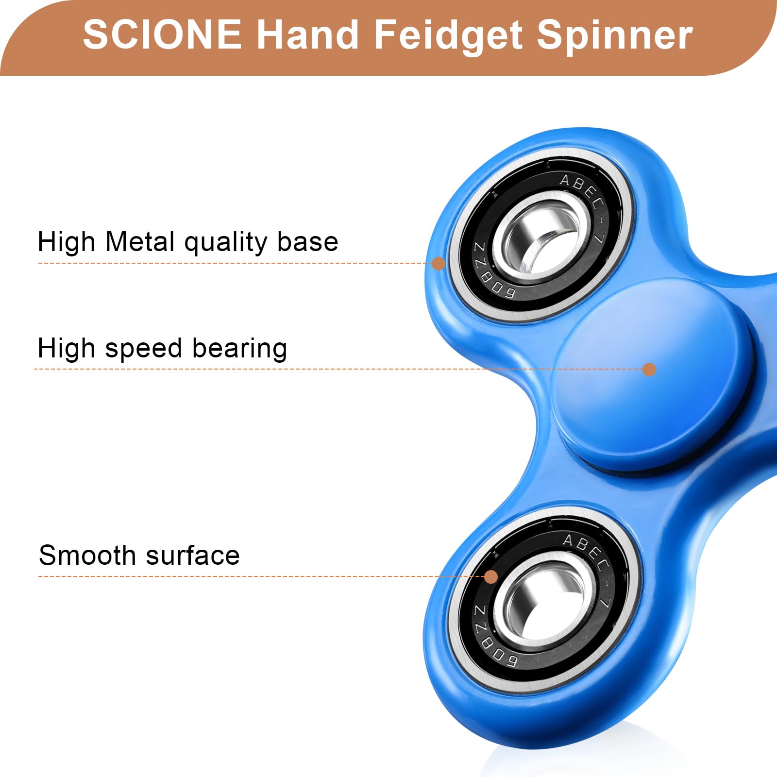 SCIONE Fidget Spinner Sensory Hand Fidget Toy, Anxiety Stress Relief Party Bag Fillers for Kids Adults Goodie Bag Stuffers (Blue) - Image 2