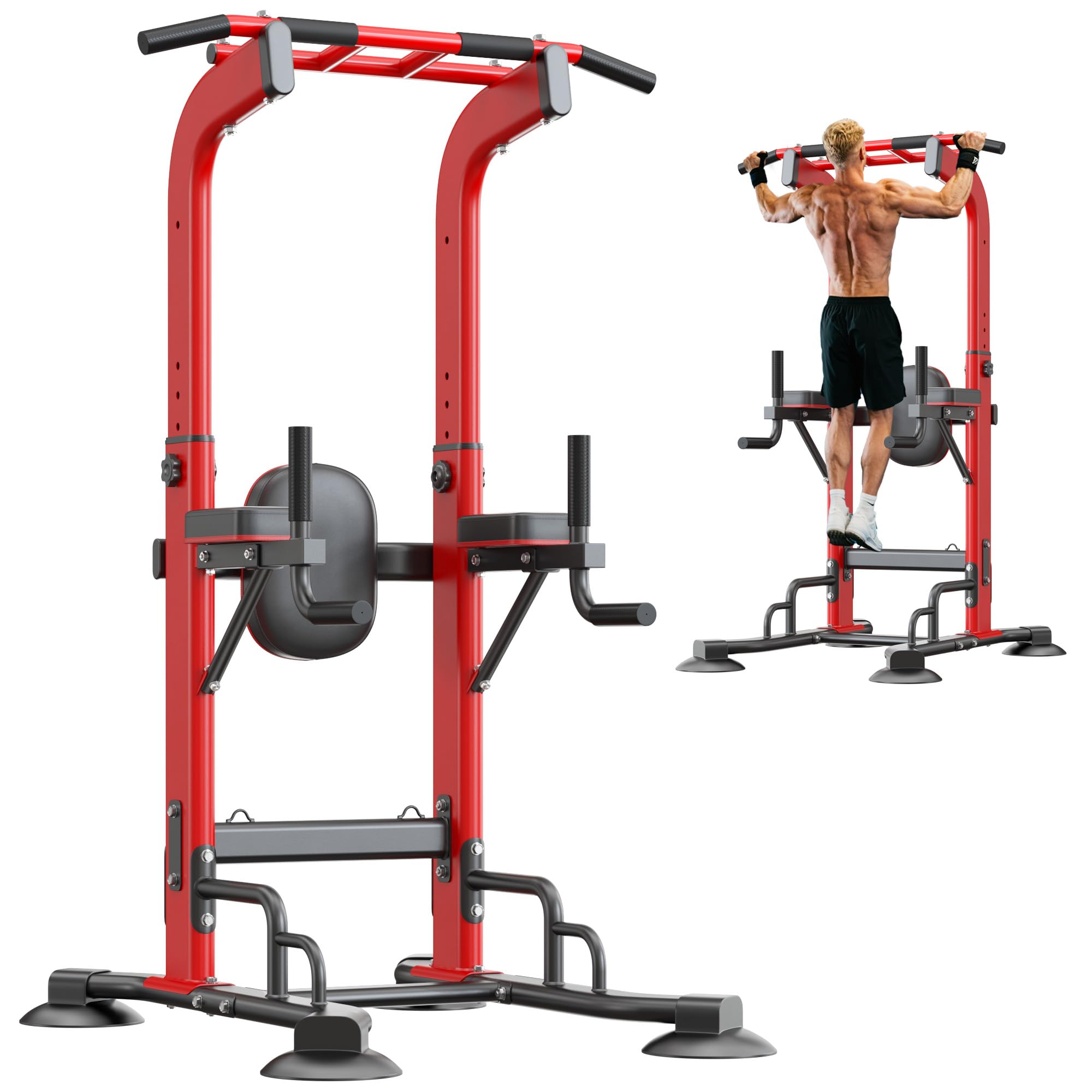SogesHome Pull Up Bar and Dip Station Heavy Duty Adjustable Home Gym Equipment for Strength Training Multifunctional Workout
