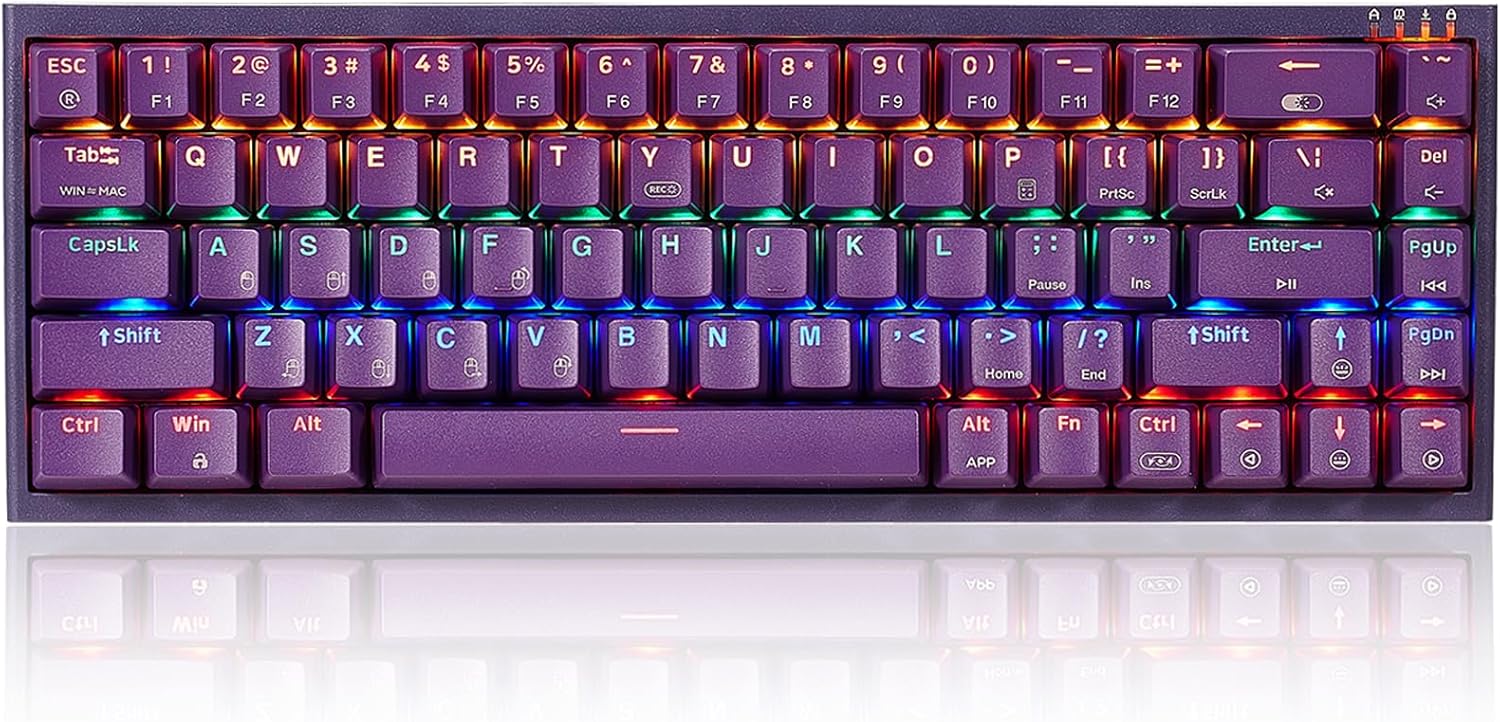 Hexgears U1 Mini Wired Keyboard, Ergonomic Mechanical Gaming Keyboard with MX RGB Backlit Compact 68 Keys Windows Laptop PC Mac – Kailh Blue Switch (Clicky) – Purple Hexgears U1 Mini Wired Keyboard, Ergonomic Mechanical Gaming Keyboard with MX RGB Backlit Compact 68 Keys Windows Laptop PC Mac – Kailh Blue Switch (Clicky) – Purple
