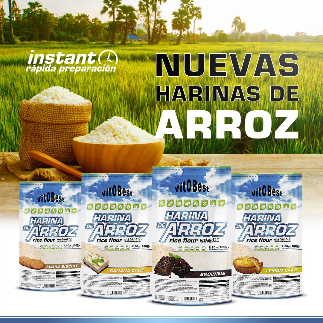 VITOBEST Harina de Arroz 1 kg Bajo Índice Glucémico 100% Natural