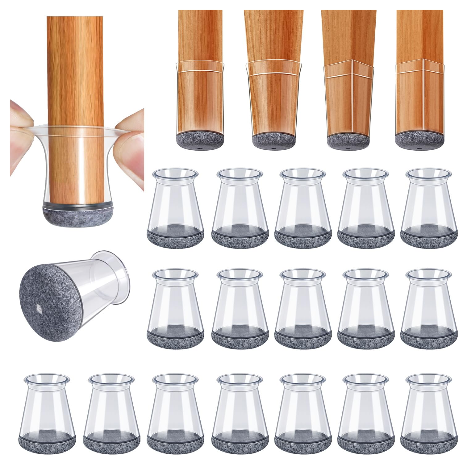 GICUNK Neu Stuhlbeinkappen Rund 32 Stück, Silikon Schutzkappen für Stuhlbeine, Chair Leg Floor Protectors, Filzgleiter für Holzböden Fliesen, filzschoner für stuhlbeine (Fit 13-22.9mm)