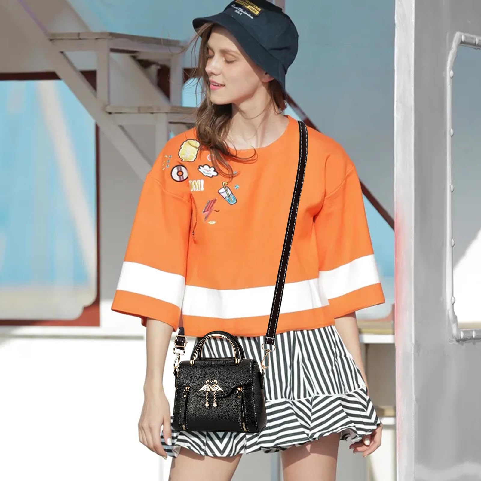 NICOLE & DORIS Bolso Bandolera Mujer Pequeños Bolso de Hombro Cuero PU Bolsos de Mano Crossbody Bolsos Cruzados para Movil Bolsos de Fiesta Negro
