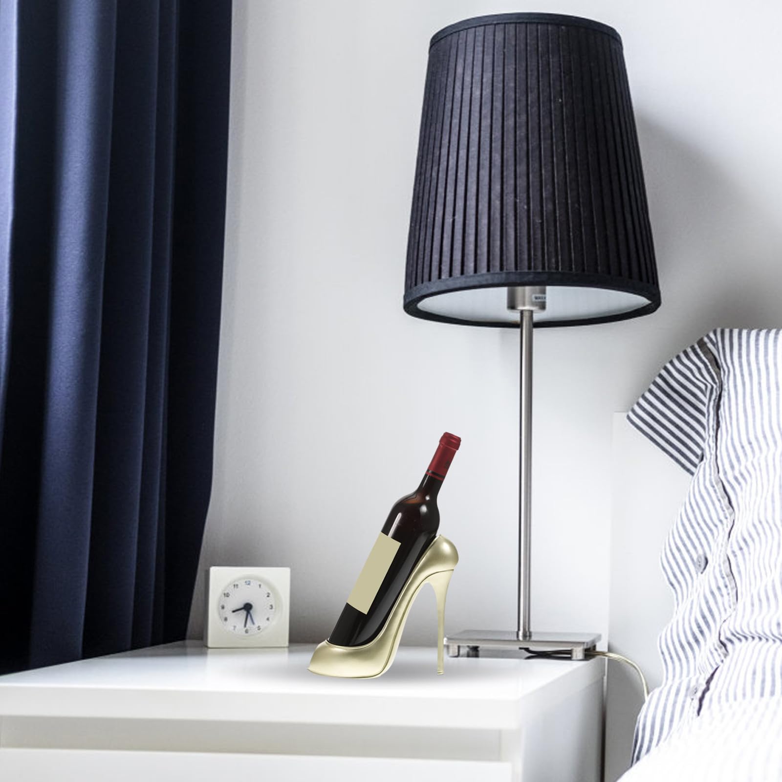 Porte-Bouteille Forme Chaussure à Talon Haut Créatif en Résine Or de Vin Casier Pratique et Élégant pour Décoration Maison ou Restaurant
