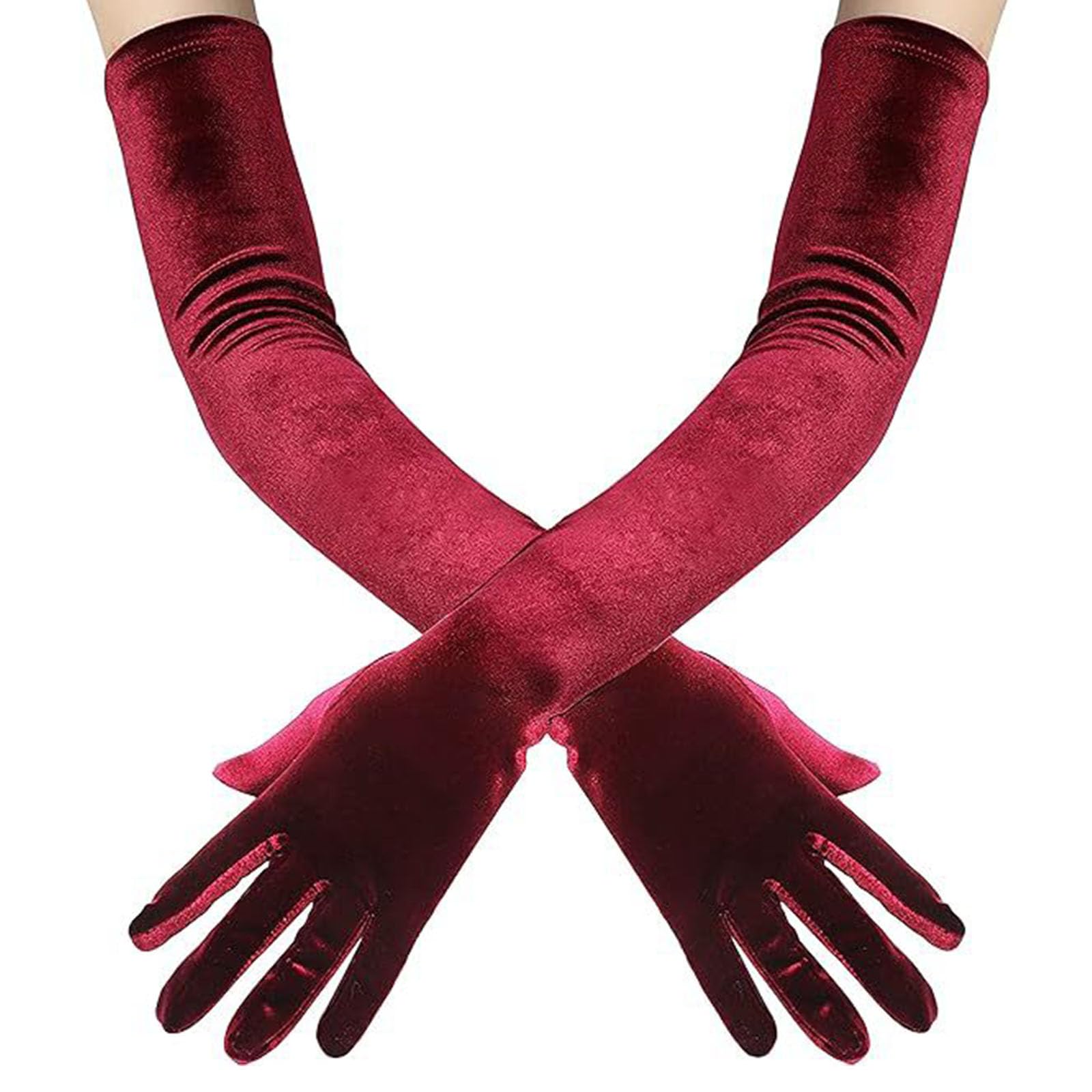 Guanti Lunghi In Velluto Donna – Eleganti E Elastici, Stile Retrò Per Banchetti E Matrimoni, 53 Cm