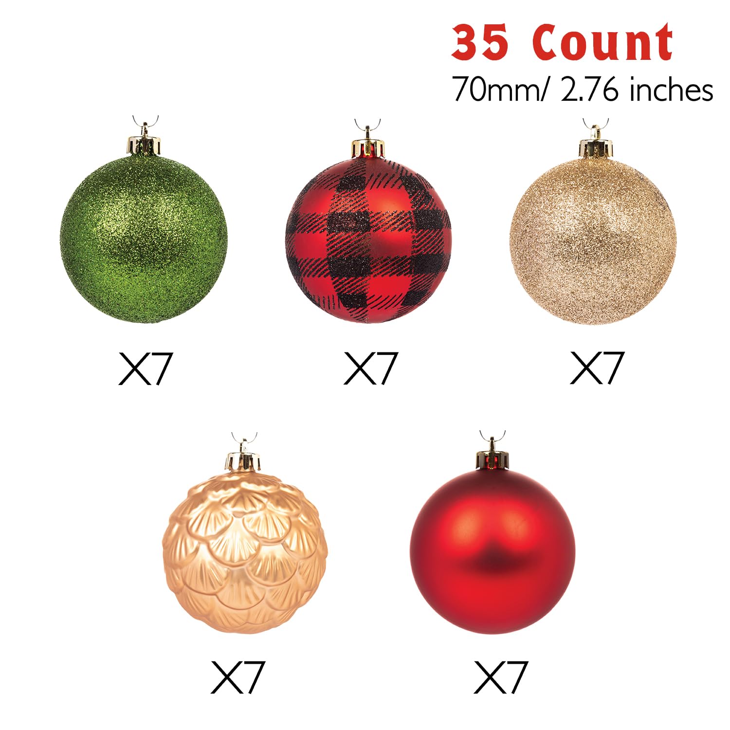 Every Day is Christmas Ornamente, bruchsicheres Weihnachtsbaumschmuck-Set, Weihnachtskugeln, Dekoration, 35 Stück (70 mm, Garten, Land, Wald)