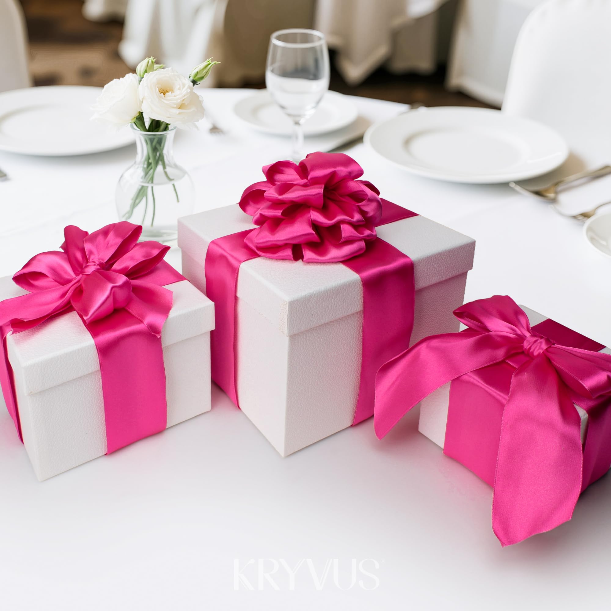 Kryvus Hot Pink Satin Wired Ribbon, 63mm X Continuous 9M Luxury Double Faced Satin Wire Edge Ribbon for Gift Wrapping, Wreaths, Flower Bouquet, Wedding Decorations, Home Decor - Image 4