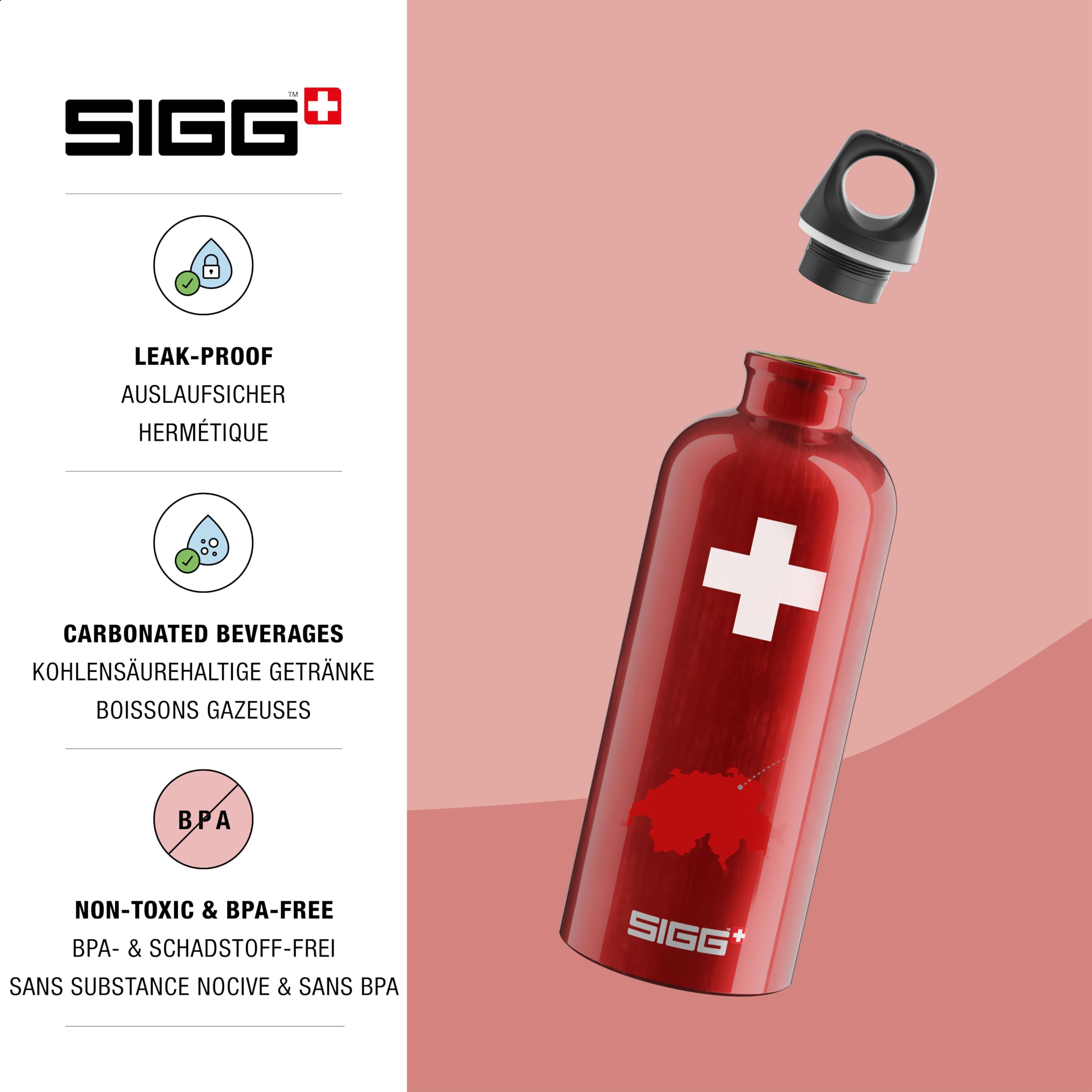 Sigg, Aluminium Water Bottle, Traveller Swiss Country, Climate Neutral Certified, Suitable For Carbonated Beverages - Image 3