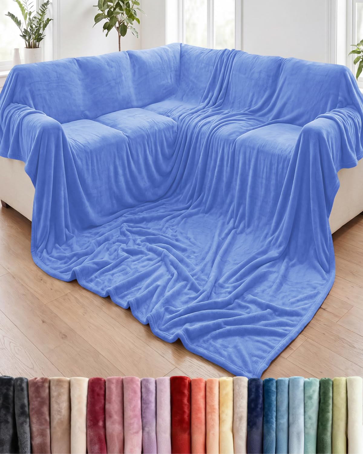 Fleece Blanket Oversized King - Ultra-Soft Flannel Blanket - Vista Blue