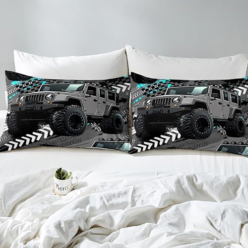 Vista 22 de Erosebridal Funda de edredón roja de coche de carreras para niños y adolescentes, juego de ropa de cama de coche de carreras tamaño Queen, funda