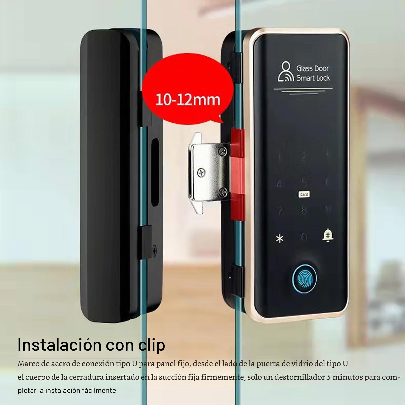 Control Remoto sin Marco Puerta Batiente Corrediza Digital Cerradura Inteligente para Puerta de Vidrio Cerradura Inteligente para Puerta Corredera Cerradura Inteligente para