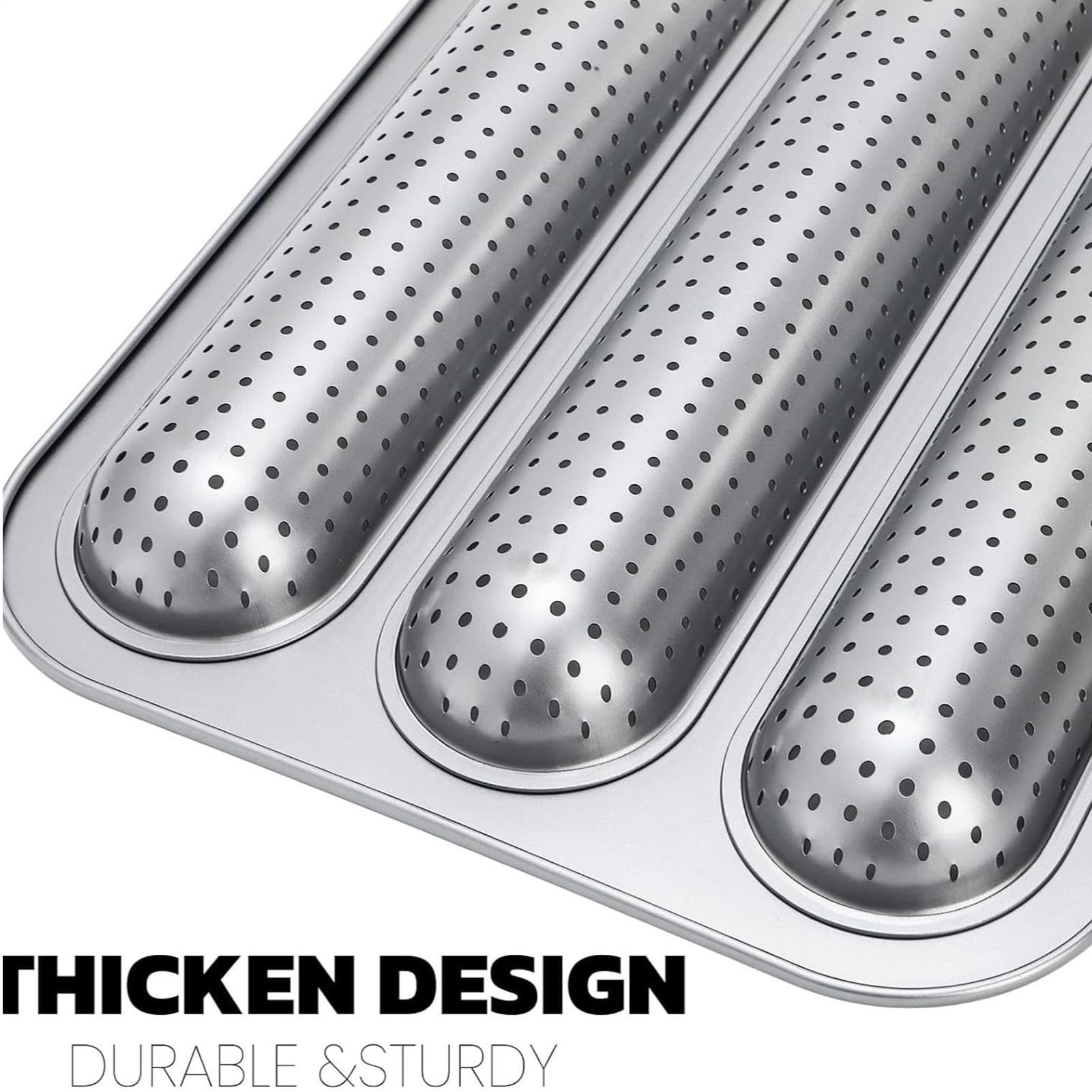 Bandeja De Horno Para Baguettes Bandeja Para Horno Perforada Antiadherente | 2 Piezas Molde Para Baguette Francesa Cocina en casa y al aire libre preparación diaria comidas y meal