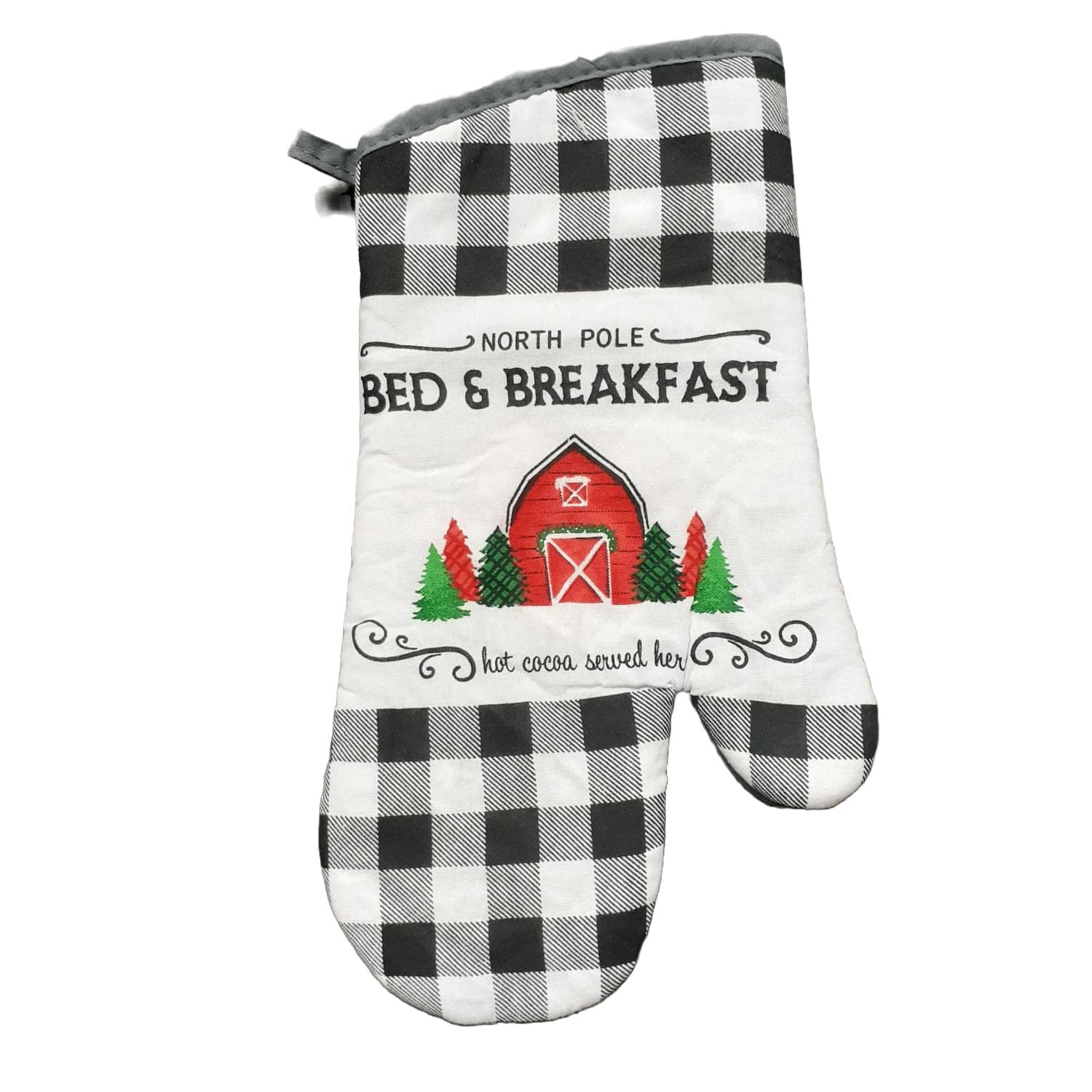 Christmas Theme Winter Merry Christmas Santa Claus Jolly Reindeer Xmax Festive Elves Carols Pinecone Spirit Kitchen Decor Print Oven Mitt Collection (North Pole Bed & Breakfast)