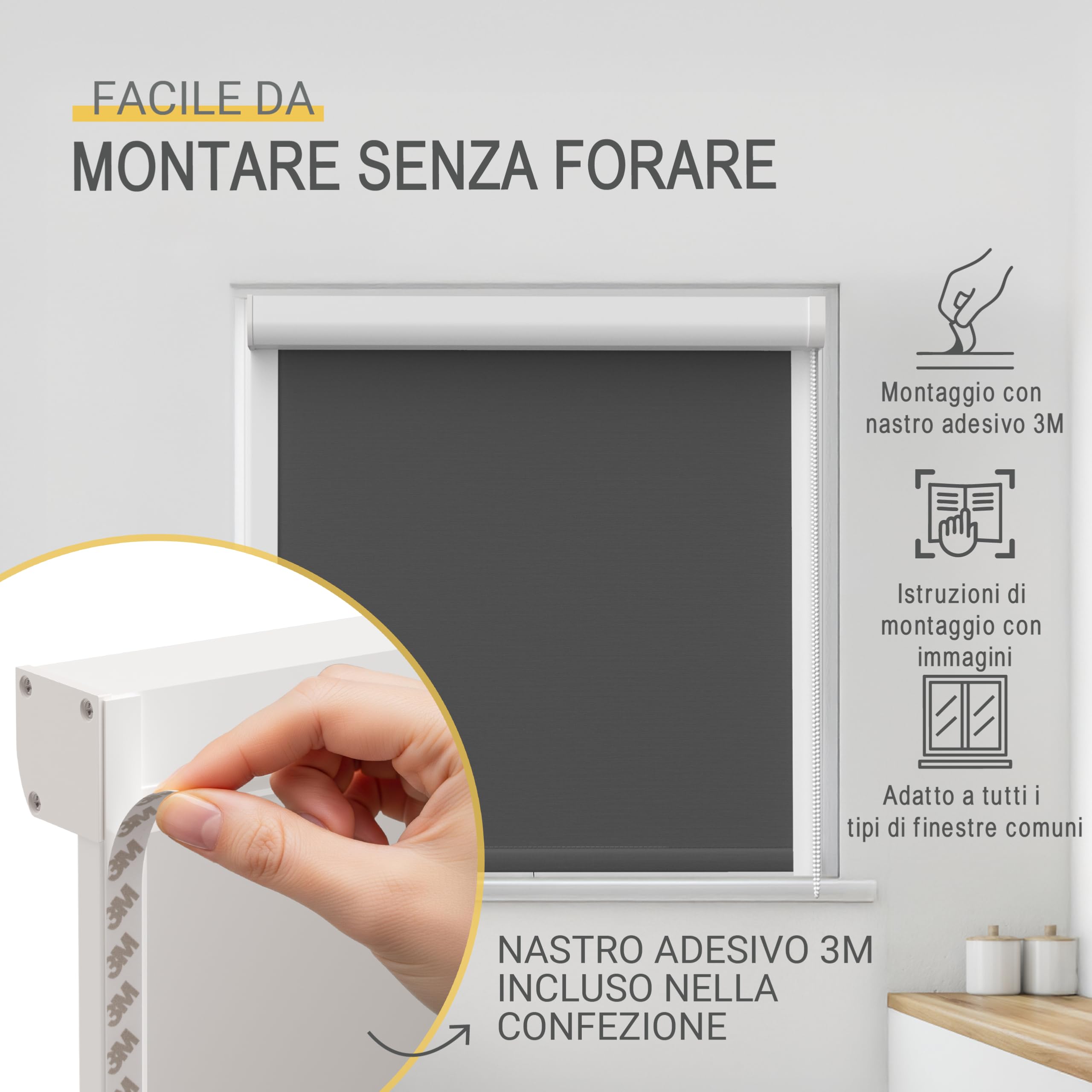 Sol Royal Tenda a rullo oscurante SolReflect K24 - tenda termica e isolante con guide laterali 80x175 antracite installazione senza perforare