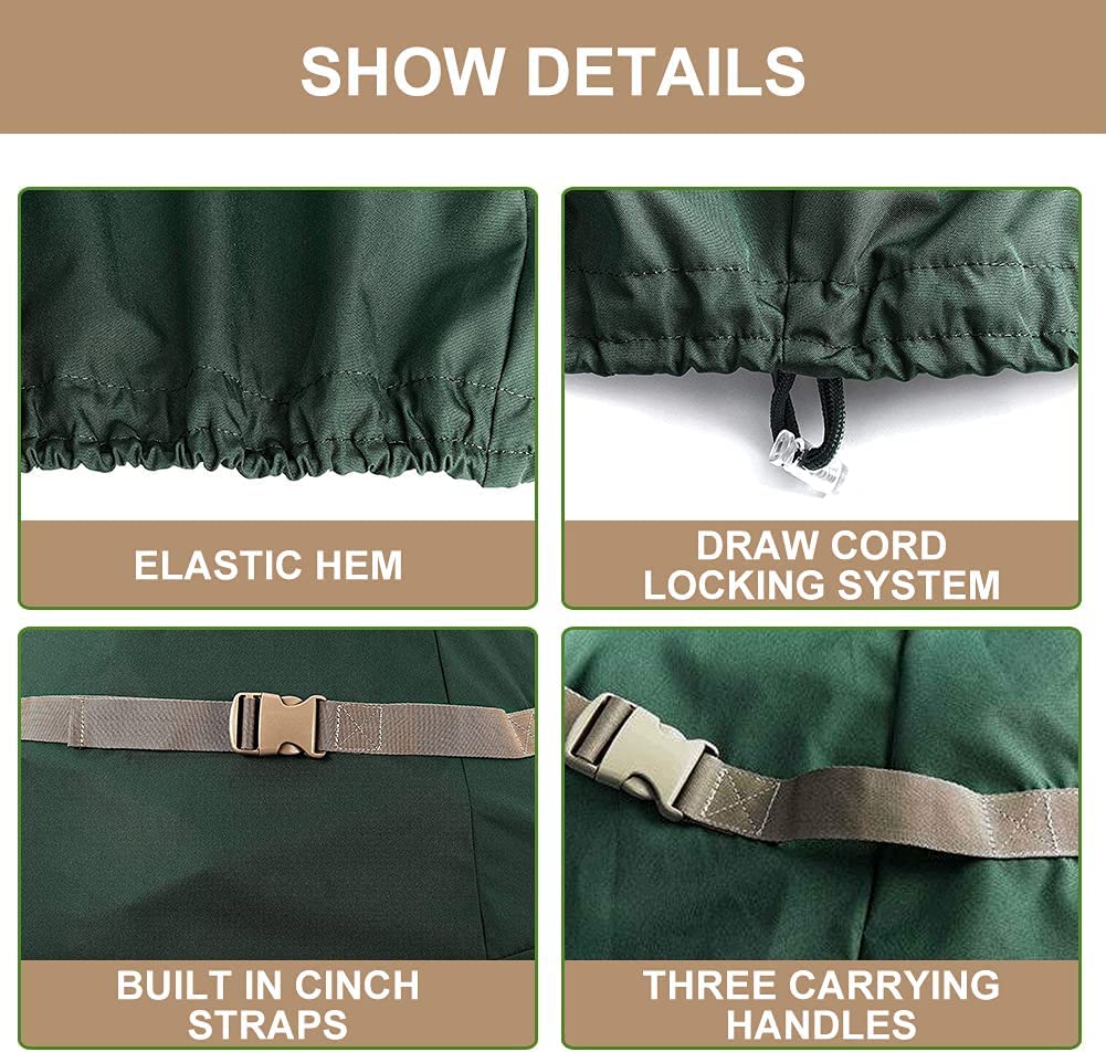 Sac de rangement vertical pour sapin de Noël en tissu Oxford 420D imperméable avec fermeture éclair et trois sangles pour arbre artificiel de 1,5 à 2,7 m (L)