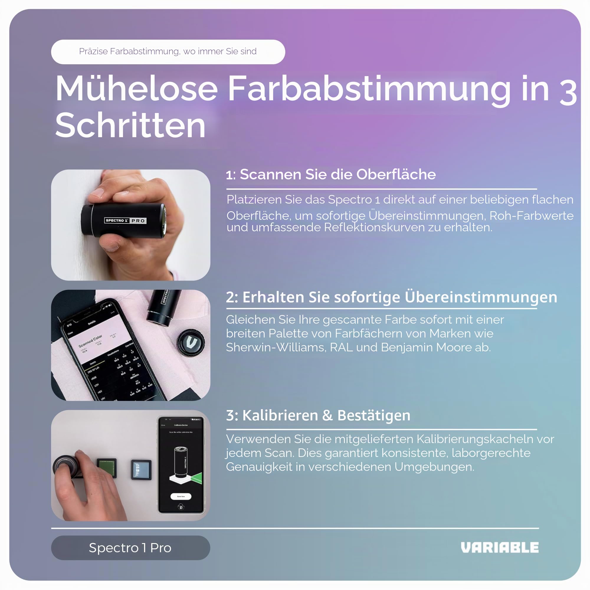 Spectro 1 Pro Spektrophotometer tragbares Farbmessgerät mit Ladekabel und Tragetasche