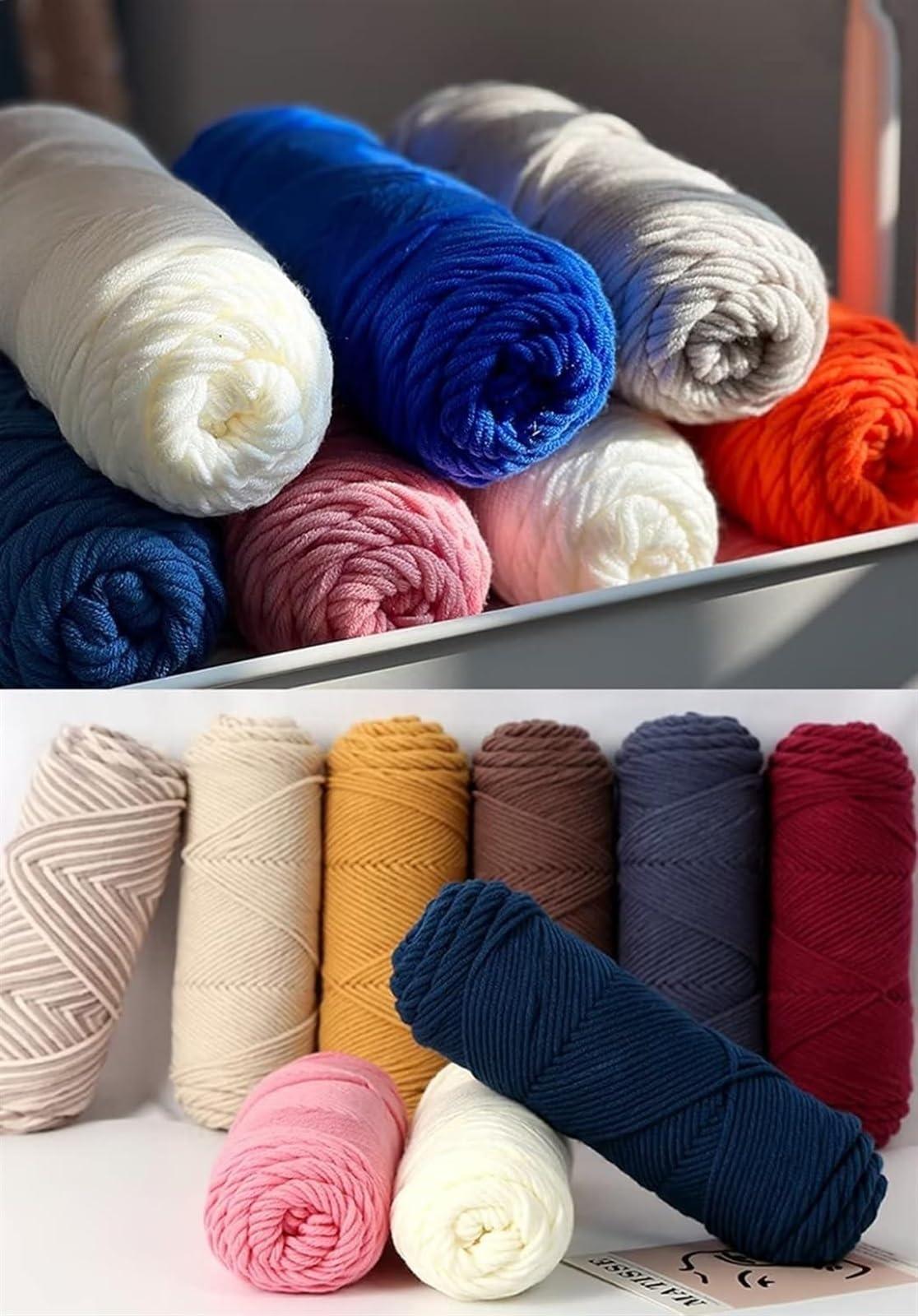Hilo for tejer/ganchillo for manualidades hechas a mano, 3.53 oz/rollo de bola de hilo copetudo, hilo de bordado mixto de algodón y poliéster, hilo de ganchillo for tejer a mano, hilo de 8 capas for a