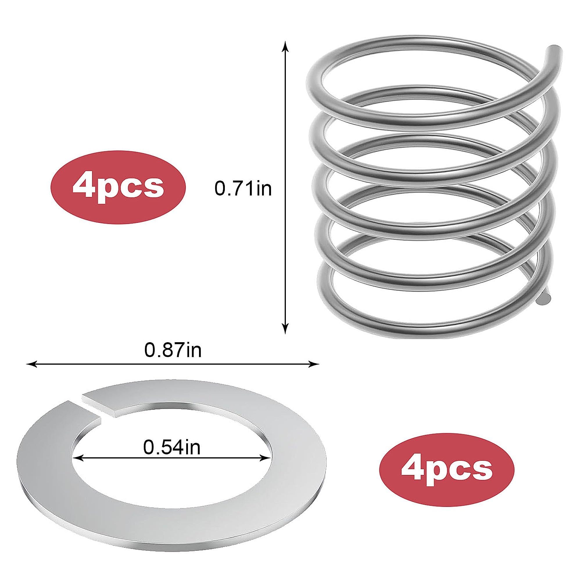 4 sztuki sprężyn i podkładki ze stali nierdzewnej do miksera stojącego Kitchen Aid, akcesoria zamienne, kompatybilne z mikserem stojącym Kitchen Aid 3,5/4/5/6/7/8 Quar