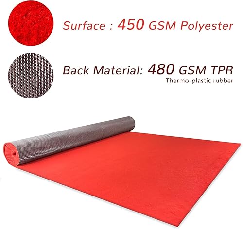 Miniatura 7 de Alfombra roja de lujo para fiestas, 2.6 x 30 pies, extra gruesa de alta calidad para bodas y eventos, respaldo antideslizante, decoración elegante